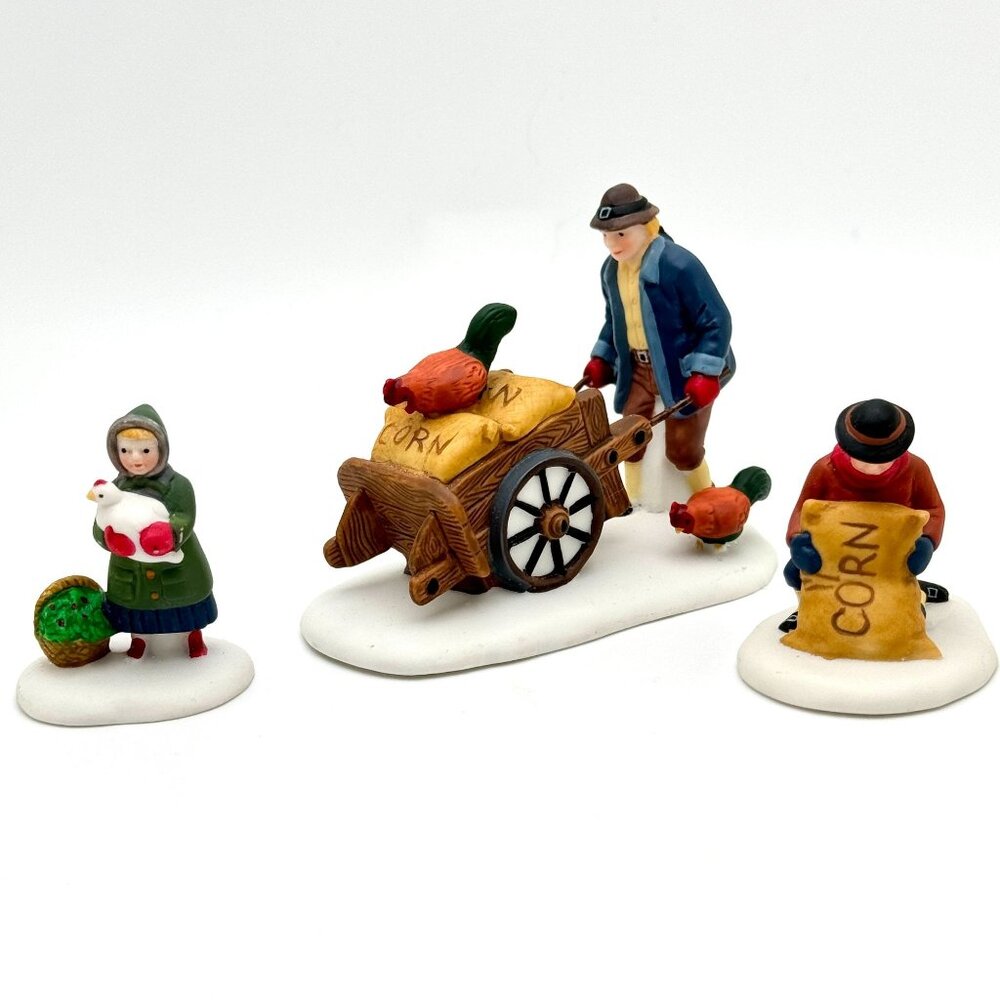 Dept 56 Heritage Village Harvest Seed Cart Set Of 3 Figurines 56456 Retired